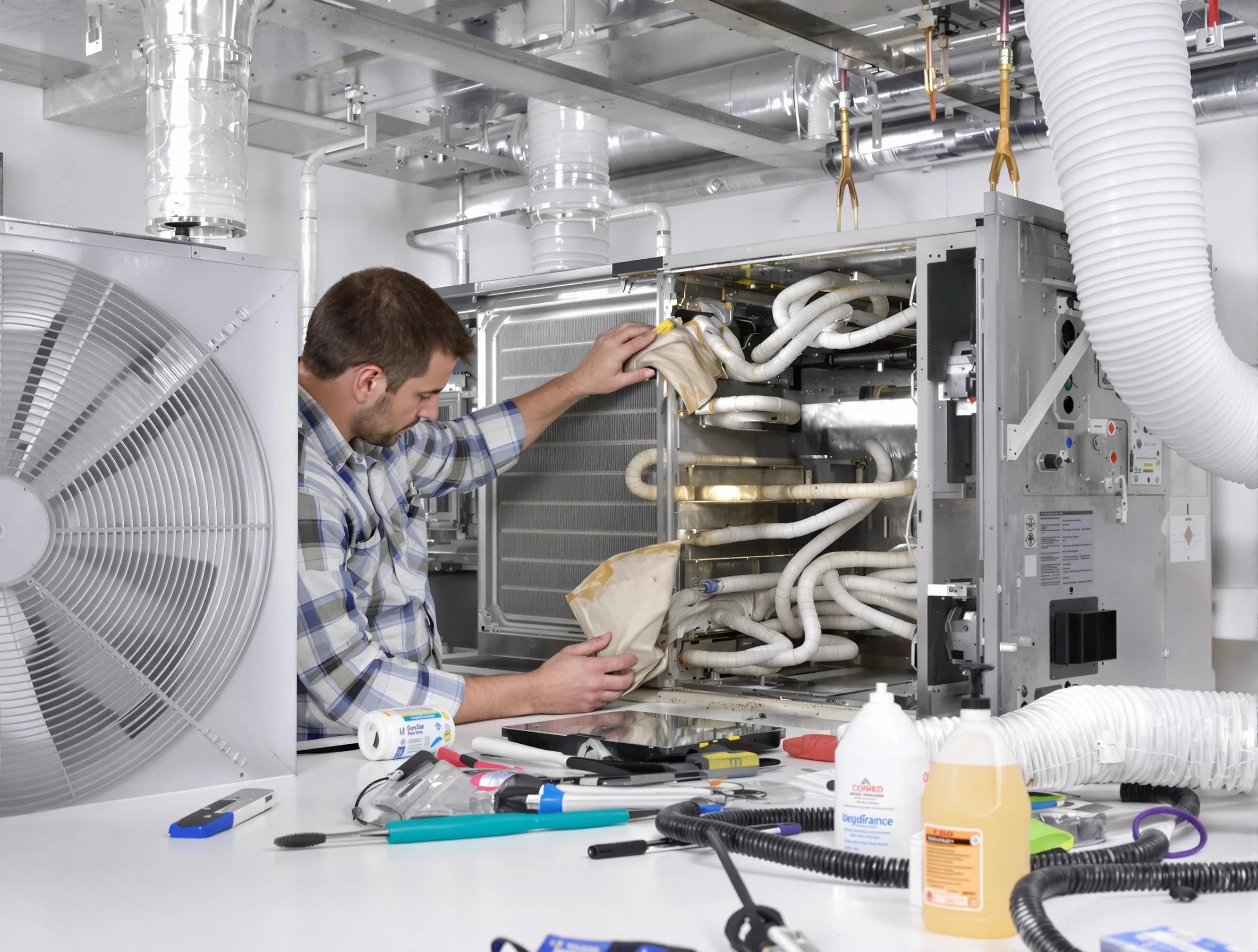 Brockton Air Duct Cleaning specialist performing precision AC coil cleaning in Brockton