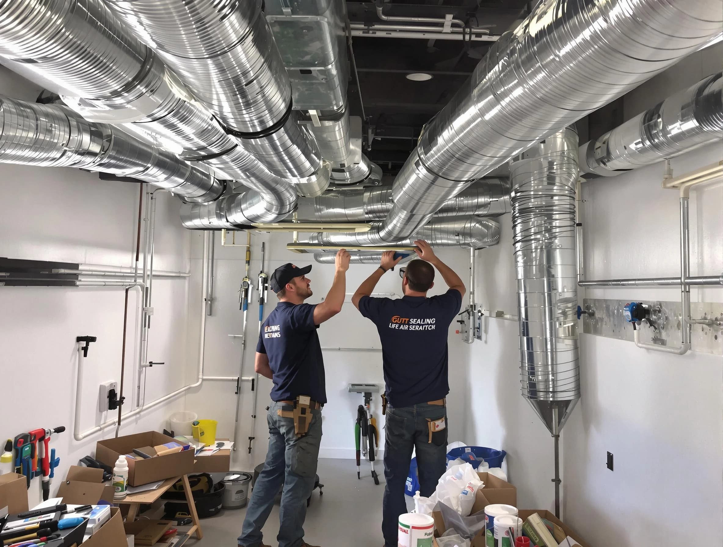 Brockton Air Duct Cleaning technician applying professional duct sealing solutions in Brockton