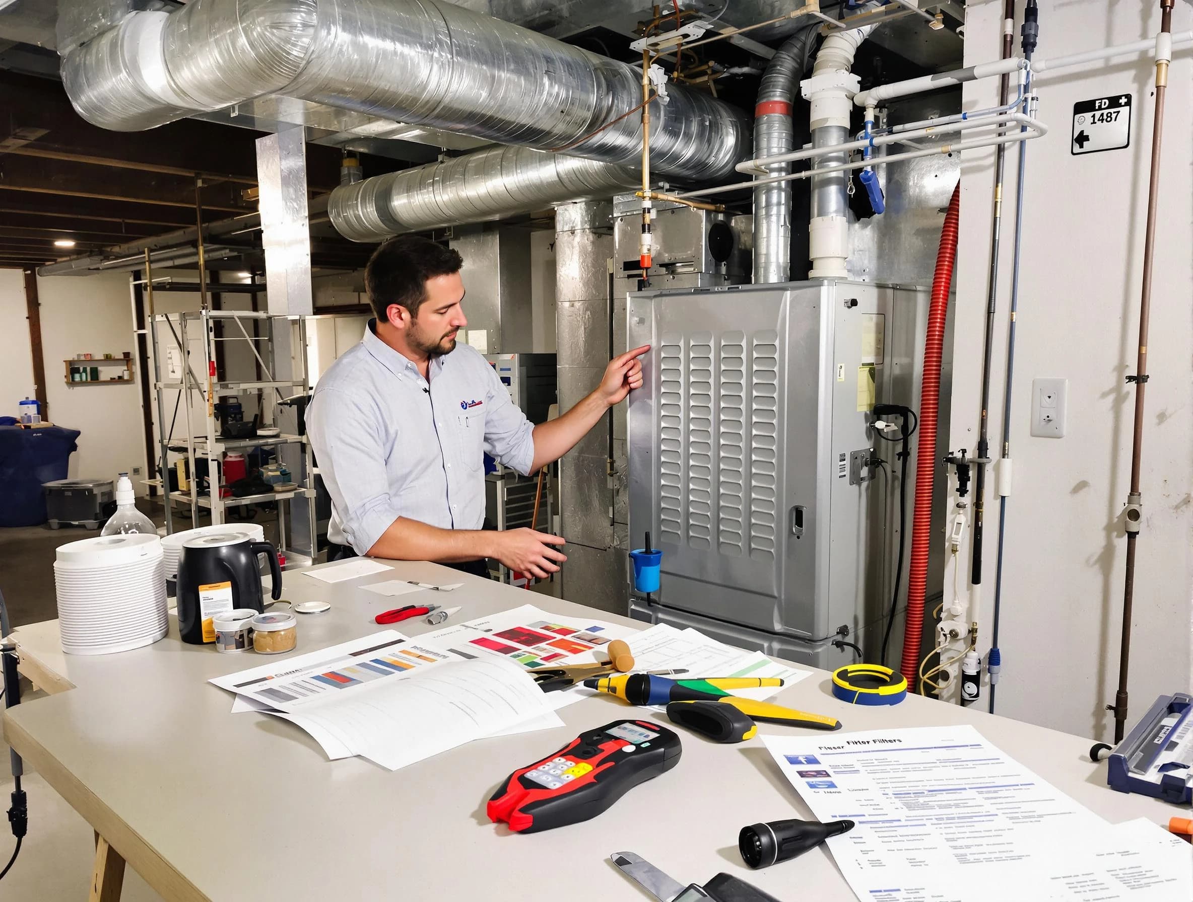 Brockton Air Duct Cleaning inspector conducting detailed filter system evaluation using professional diagnostic tools in Brockton