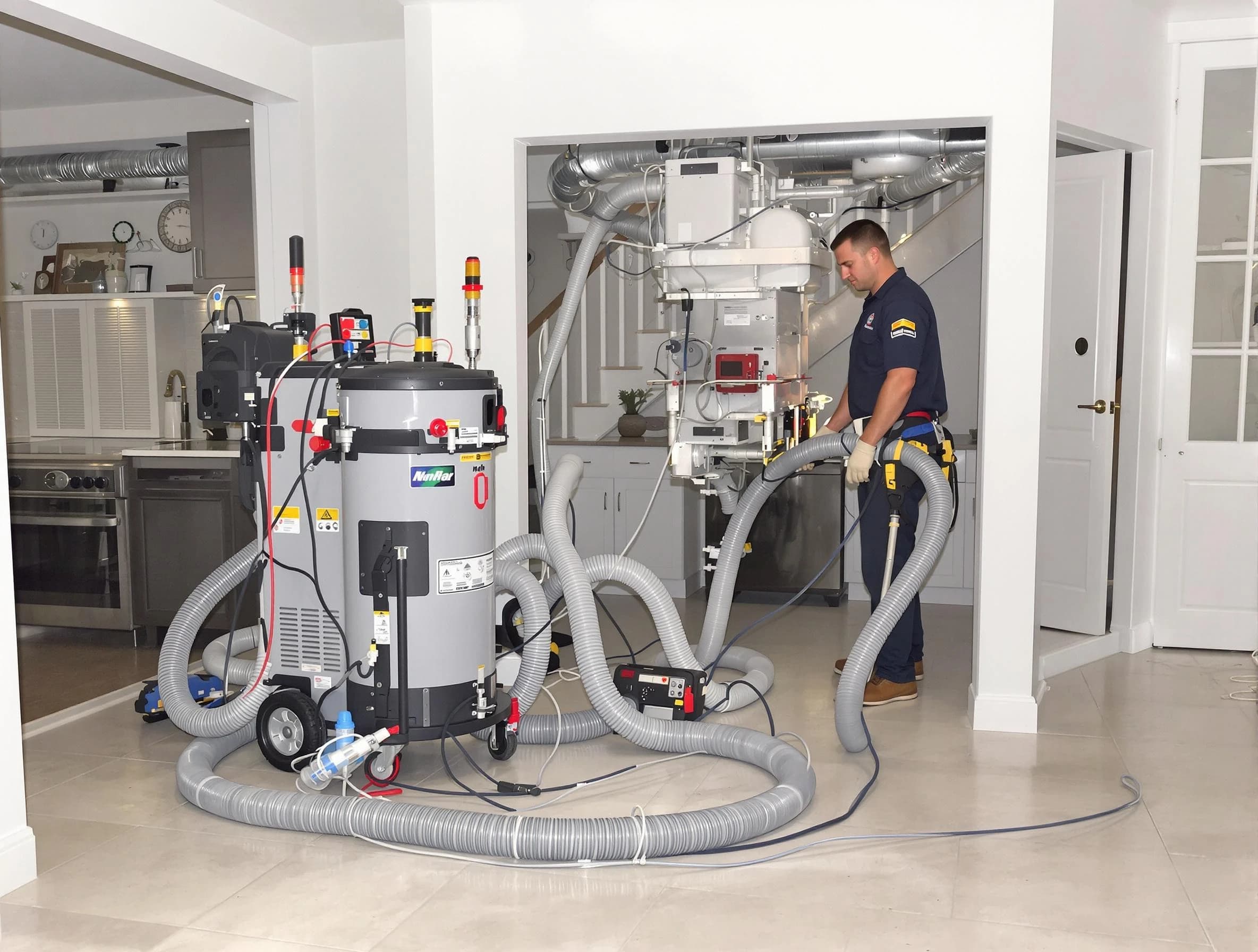 Brockton Air Duct Cleaning technician operating negative pressure cleaning equipment for thorough duct maintenance in Brockton