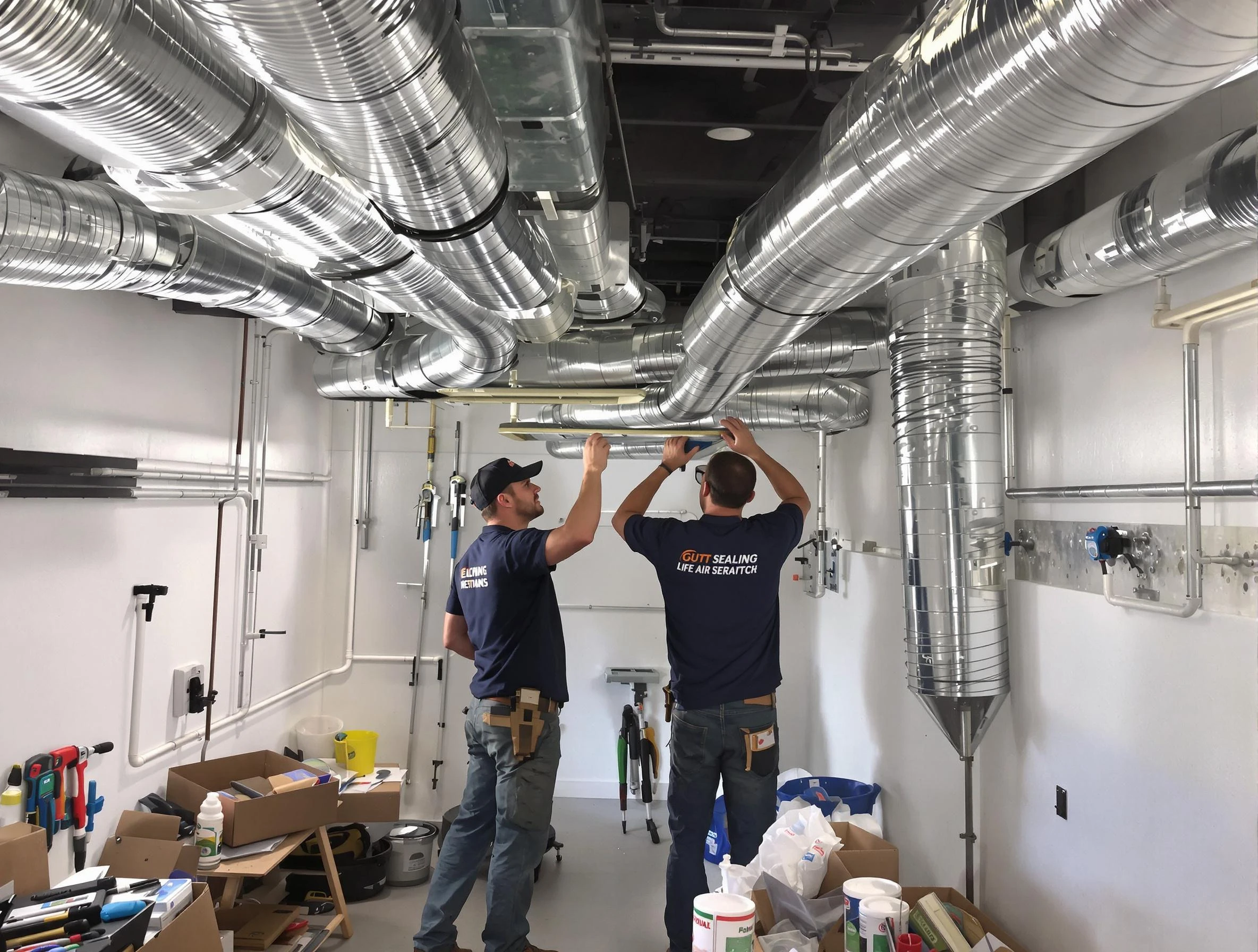 Brockton Air Duct Cleaning technician applying professional duct sealing solutions in Brockton