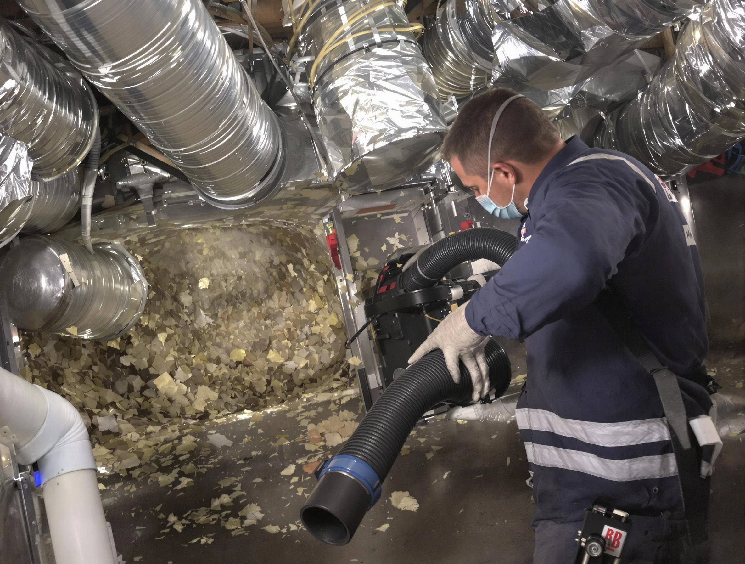 Brockton Air Duct Cleaning specialist operating negative pressure cleaning equipment for thorough duct maintenance in Brockton