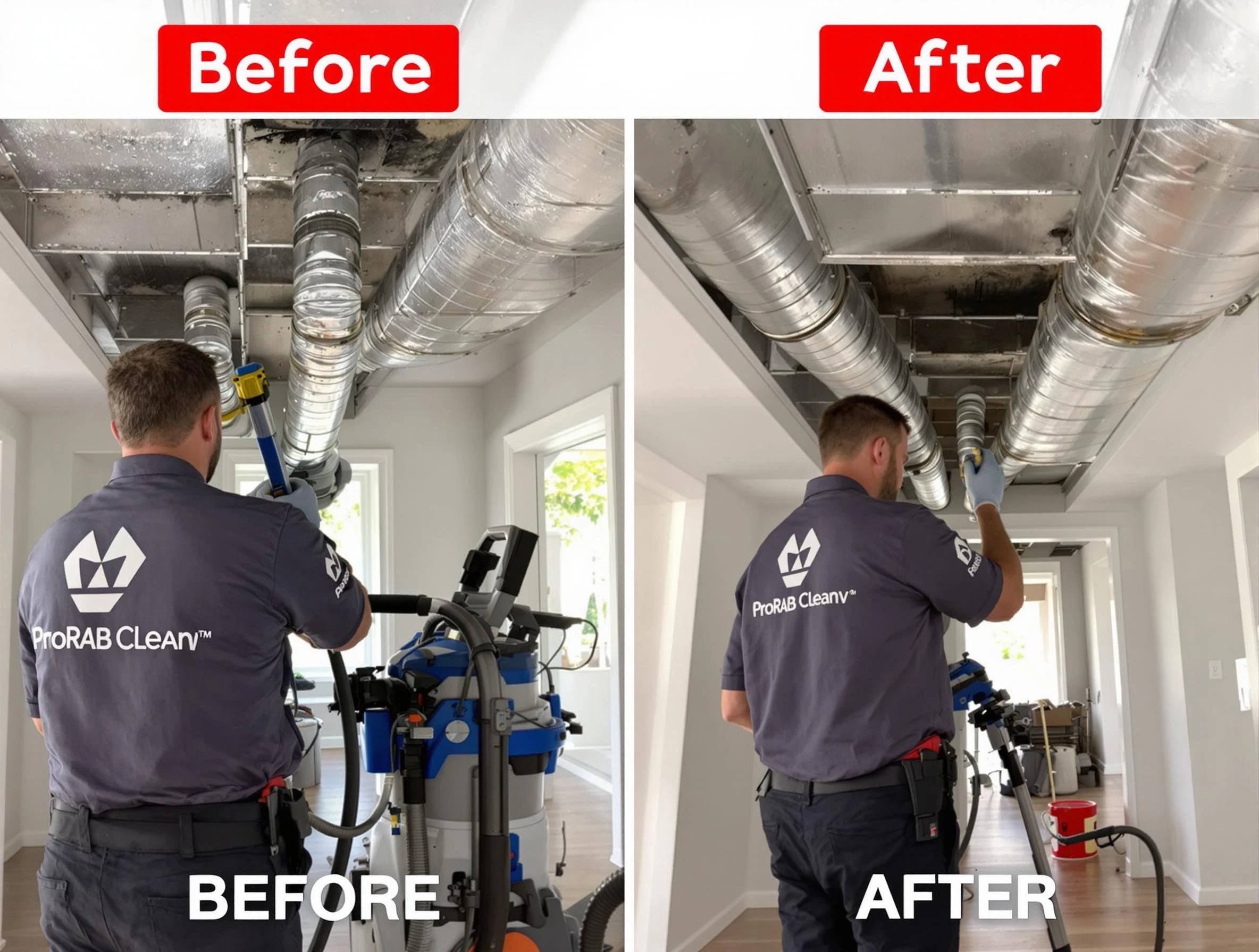 Brockton Air Duct Cleaning expert performing thorough residential duct cleaning in a Brockton home